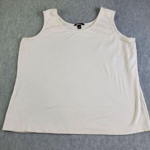 Lands End Tank Top Womens XL Cream Tan Sleeveless Scoop Neck Shirt